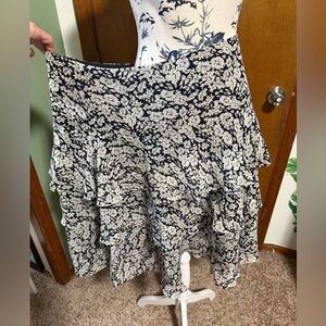 Lauren Ralph Lauren Floral Tiered Ruffle Midi Skirt - Navy and White (16)